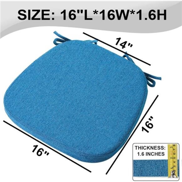 Memory Foam Chair Cushion U Shape Seat Pad Dining Kitchen Office Removable Blue - Picture 2 of 7